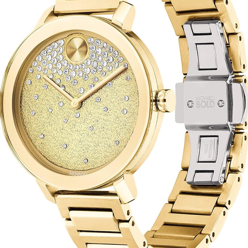 NIB $875 MOVADO Bold Evolution Crystal Bracelet Watch, 34mm